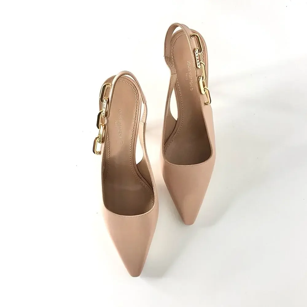 NIB Louis Vuitton Sparkle Slingback Pointed Toe Pumps 37 - Picture 3 of 11